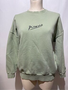 Zara 100% cotton Picasso signature collaboration art green sweatshirt medium